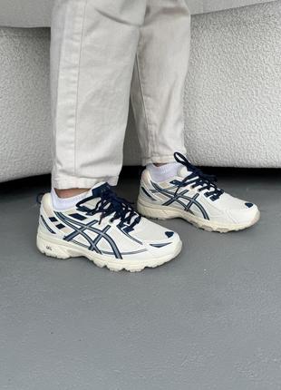 Женские кроссовки asics gel-venture 6 beige blue ассикс бежевого с синим цветами