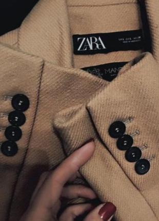 Красивое пальто zara,75 %шерсть, цвет кэмэл, woolblend.5 фото