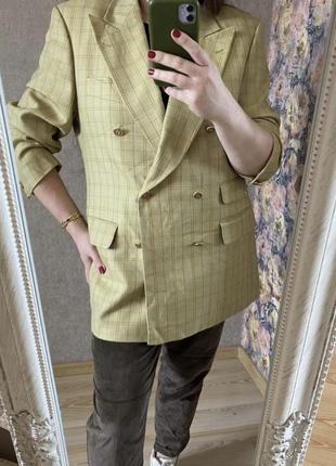 Шикарный качественный стильный удлинённый шерстяной пиджак блейзер 52-54 р3 фото