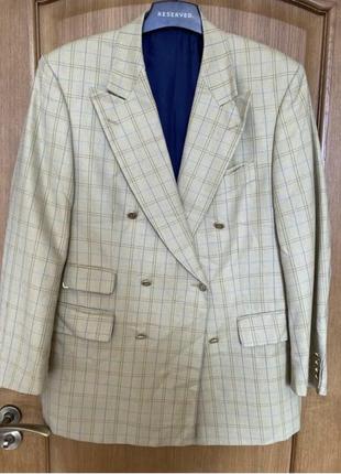 Шикарный качественный стильный удлинённый шерстяной пиджак блейзер 52-54 р9 фото