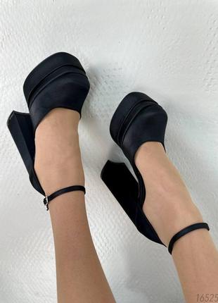 Шикарные женские туфли на каблуке, сатин, черные, 36-37-38-39-406 фото