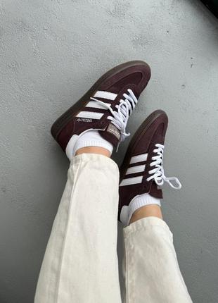 Женские кроссовки adidas spezial brown white адидас коричневого с белым цветами4 фото