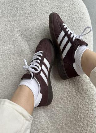 Женские кроссовки adidas spezial brown white адидас коричневого с белым цветами1 фото