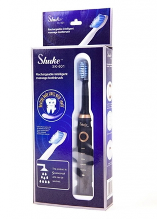 Электрическая зубная щетка shuke sk-601 с 4-мя насадками черная7 фото