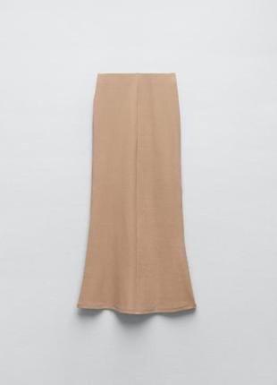 Длинная юбка с высокой талией и внутренним эластичным поясом zara, форма рыбки до низа расширена8 фото