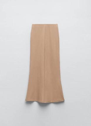 Длинная юбка с высокой талией и внутренним эластичным поясом zara, форма рыбки до низа расширена7 фото