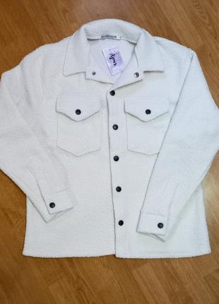 Женская теплая рубашка в молочном цвете на размер 48-52