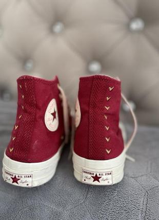 Кеды бордовые converse all star chuck 70 taylor hearts high top6 фото