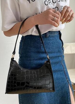 Модна чорна стильна сумка жіноча сумочка 30704 фото