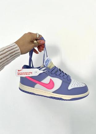 Женские кожаные кроссовки nike sb dunk white violet найк сб данк низкие