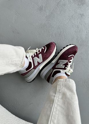 Женские кроссовки new balance 574 legacy bordo beigeнтер беланс бордового с бежевым цветами3 фото