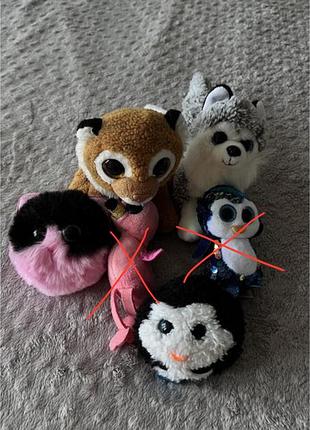 Игрушки мягкие ty звери красивые глаза хаски кот пингвин лев