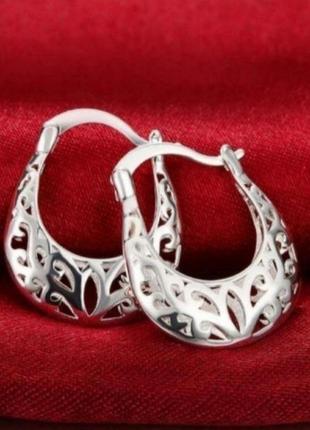 Серьги кольца серебро silver original