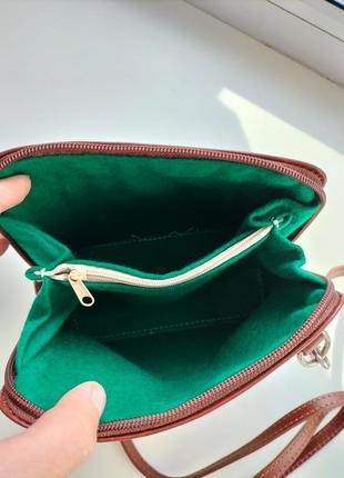 Кожаная фирменная итальянская сумочка кроссбоди vera pelle!9 фото