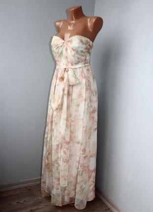 Изысканное кремовое цветочное шифоновое макси платье jenny yoo collection р xs5 фото
