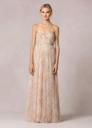 Изысканное кремовое цветочное шифоновое макси платье jenny yoo collection р xs