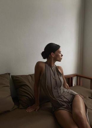 Цікава сукня зі стрічками міді 4 кольори