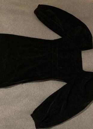 Новое черное вельветовое платье с широкими рукавами, размер м3 фото