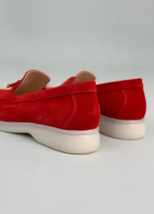Стильні червоні зручні жіночі туфлі лофери весняні-осінні,замшеві/натуральна замша-жіноче взуття4 фото