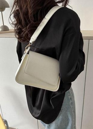 Модна молочна стильна сумка жіноча сумочка 31762 фото