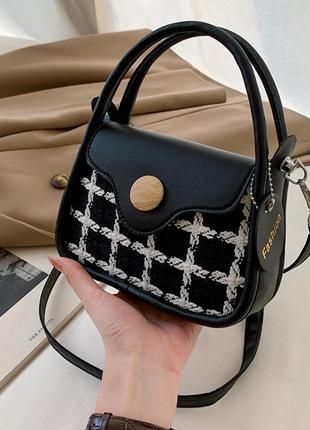 Модна чорна стильна сумка жіноча сумочка 3177