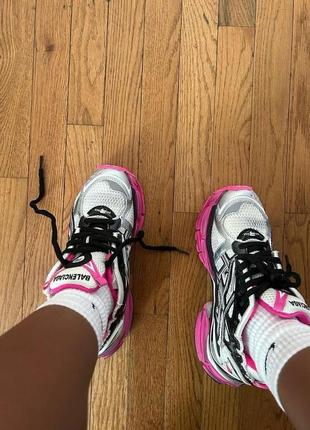 Кроссовки balenciaga runner trainer black / pink / silver premium
