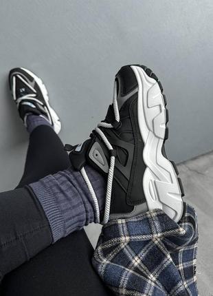 Черно-белые кроссовки на двойной шнуровке🤩7 фото