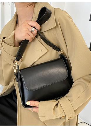 Модна чорна стильна сумка жіноча сумочка 31661 фото