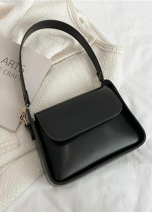 Модна чорна стильна сумка жіноча сумочка 31664 фото