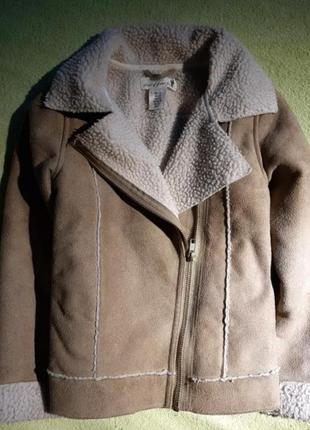 Демисезонная курточка косуха на овчине дубленка на меху 6/7 122 1281 фото