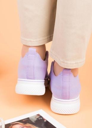 Стильные фиолетовые сиреневые лиловые кроссовки из текстиля сетка летние дышащие2 фото