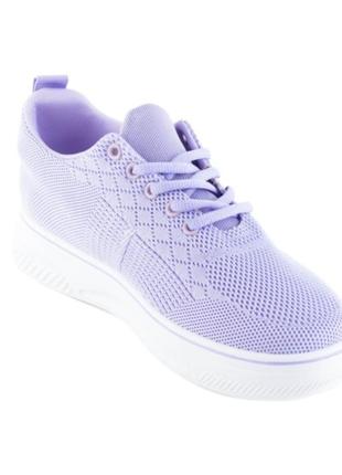Стильные фиолетовые сиреневые лиловые кроссовки из текстиля сетка летние дышащие4 фото