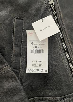 Оверсайз косуха из натуральной кожи с винтажным эффектом zara &lt;unk&gt; 4720/300 🖇️ в наличии размер м2 фото