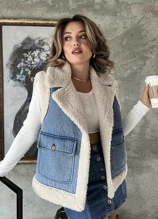 Жилет джинс/хутро zara