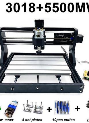 Гравер cnc 3018 pro фрезер чипа станок + лазер 5500 мвт