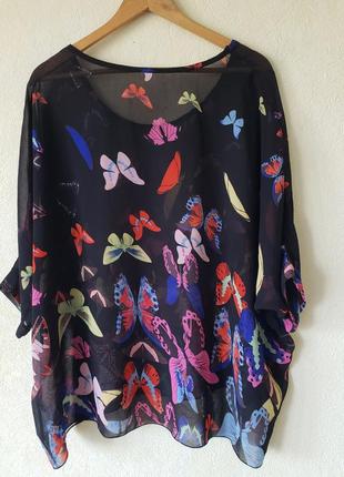 Новая итальянская блуза оверсайз принт разноцветные бабочки4 фото