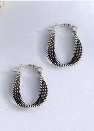 Серьги кольца серебро antic silver