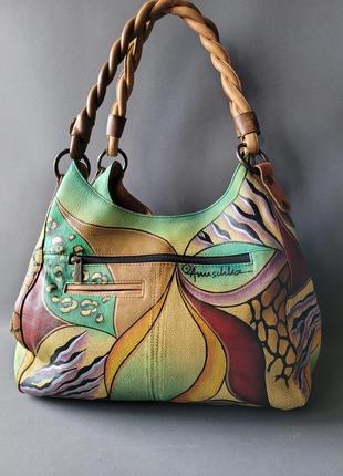 Anuschka sunflower bag кожаная сумка ручной художественный роспись3 фото