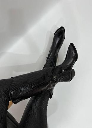 Черные кожаные высокие сапоги казаки цвет на выбор2 фото