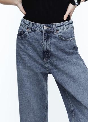 Zara джинсы прямые с высокой посадкой, длинные брюки, штаны6 фото