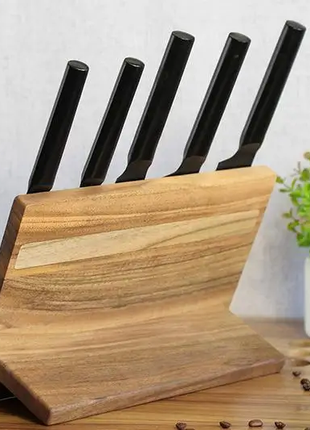 Магнитная деревянная доска подставка для ножей кухонная с гравировкой