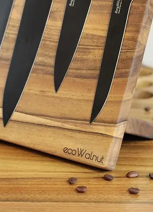 Магнітна дерев'яна дошка підставка для ножів кухонна з гравіюванням4 фото