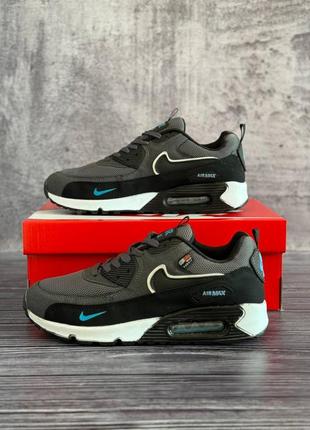 Чоловічі кросівки сірі з синім nike air max 90 grey blue