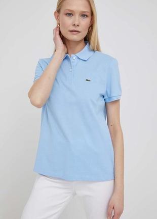 Футболка поло тенниска lacoste голубая синяя1 фото