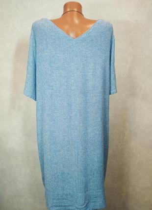 Платье свободного прямого кроя из смесового льна 52-54 размера3 фото