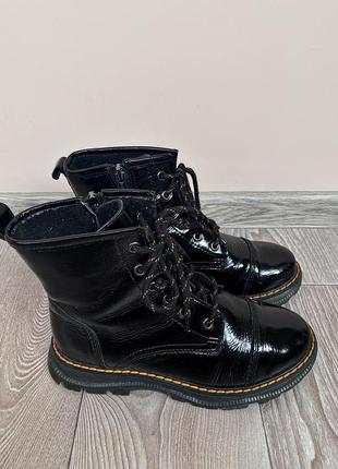 Лаковые кожаные сапоги ботинки демисезонные6 фото