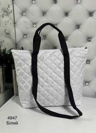 Белая сумка плащевка, спортивная сумка белая3 фото