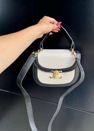 Жіноча сумка celine teen besace triomphe beige black бежева з чорним подарунок на 8 березня6 фото