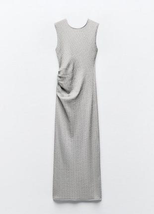 Платье женское серебряное металлизированное zara new3 фото
