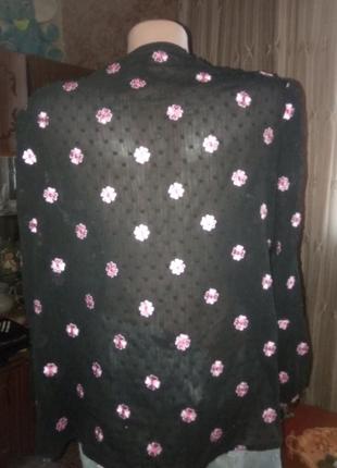 Шифоновая блузка с вышивкой р.46-48.3 фото